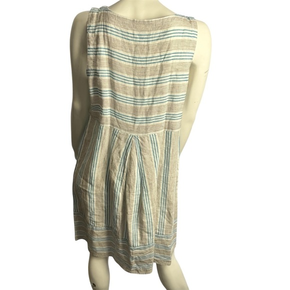 J. Jill Love Linen Striped Sheath Sleeveless Dress Pockets Knee Length Size M - Picture 6 of 6